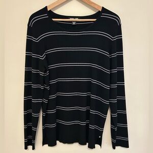 Kirkland Signature Black and Grey Striped Long Sleeve women’s Top size XXL